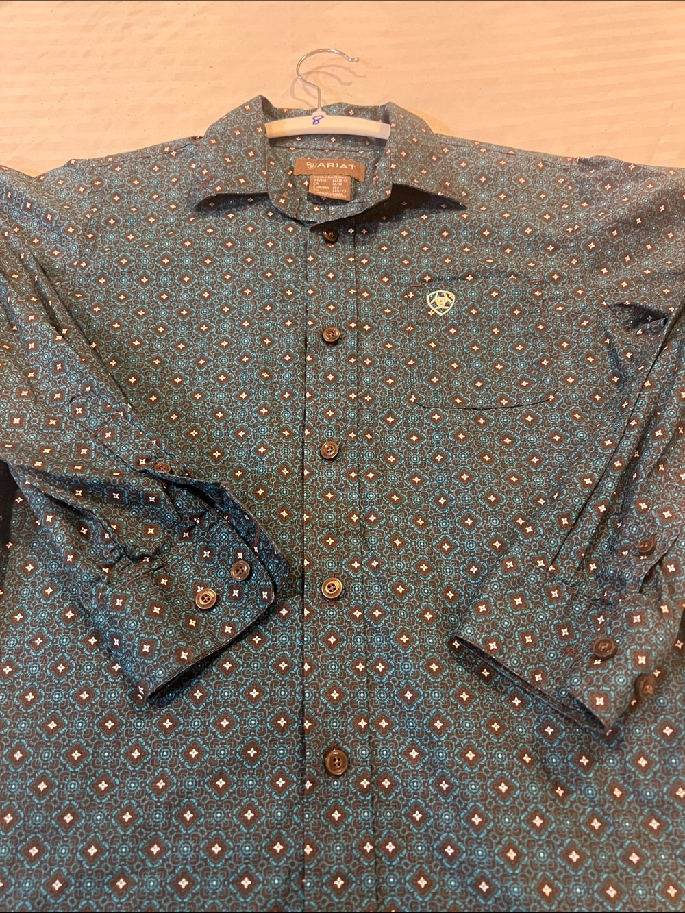 Ariat BOY’s Teal Geometric Button-Down Shirt